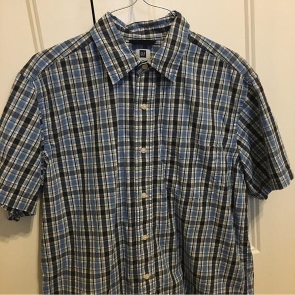 Gap blue plaid button up shirt men’s size medium - Picture 3 of 6